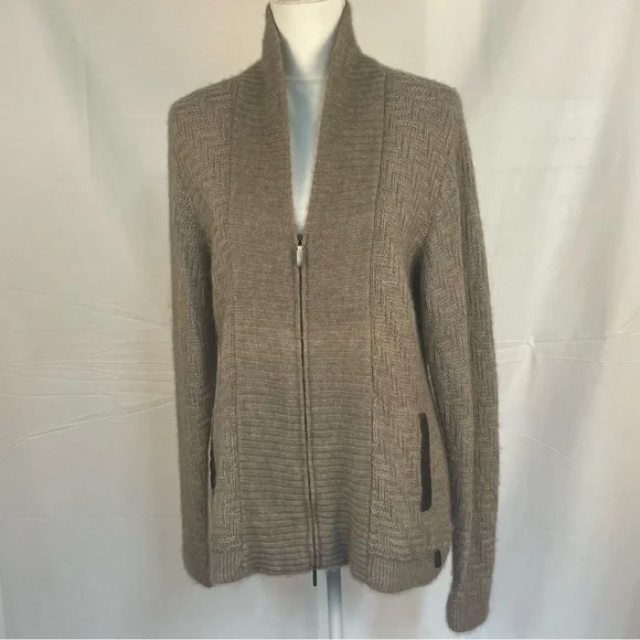 Qiviuk Joel Woman Qiviut/Merino/Silk Zip-Front Cardigan Sweater L - Picture 1 of 10